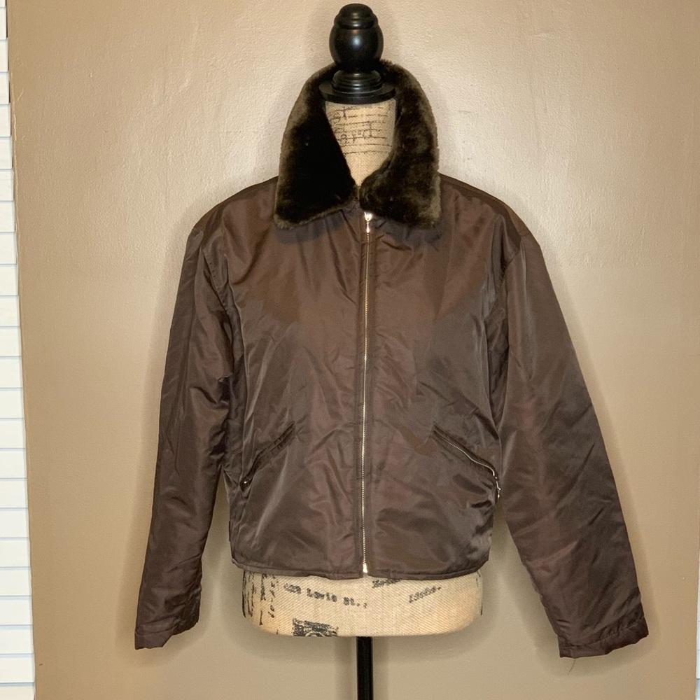 Xhilaration Brown Coat with Fur Trim